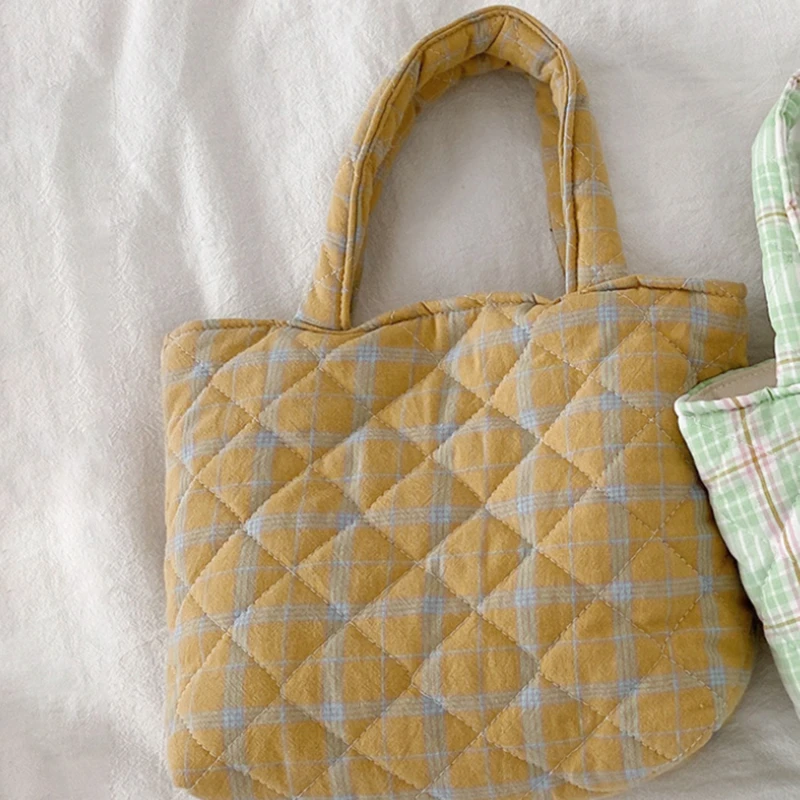 

New Lunch Bag Sweet Candy Color Grid Handbag Casual Designer Purses Wholesale Purses Beach Packet Purses Hand Shoulder Bags