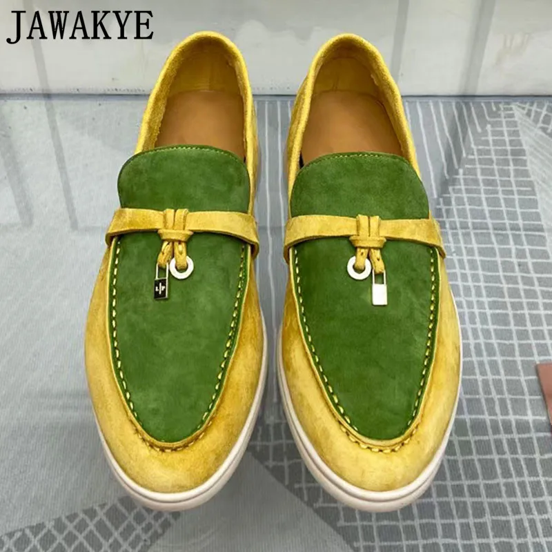 JAWAKYE Детские замшевые лоферы для прогулок женские разноцветные Мокасины с