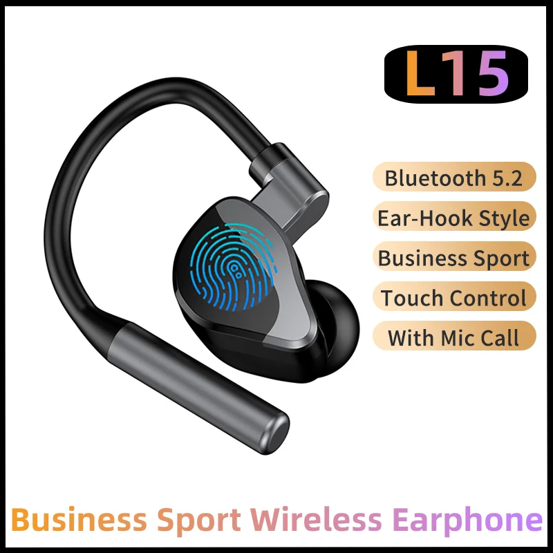 

L15 Wireless Bluetooth V5.2 Headphone Business Handsfree Earphone In-ear Touch Headset Sports Single Earbud for All Smartphone