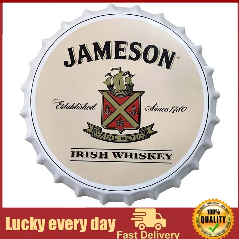 

Jameson Decorative Bottle Caps Metal Tin Signs Cafe Beer Bar Decoration Plat Wall Art Plaque Vintage Home Decor