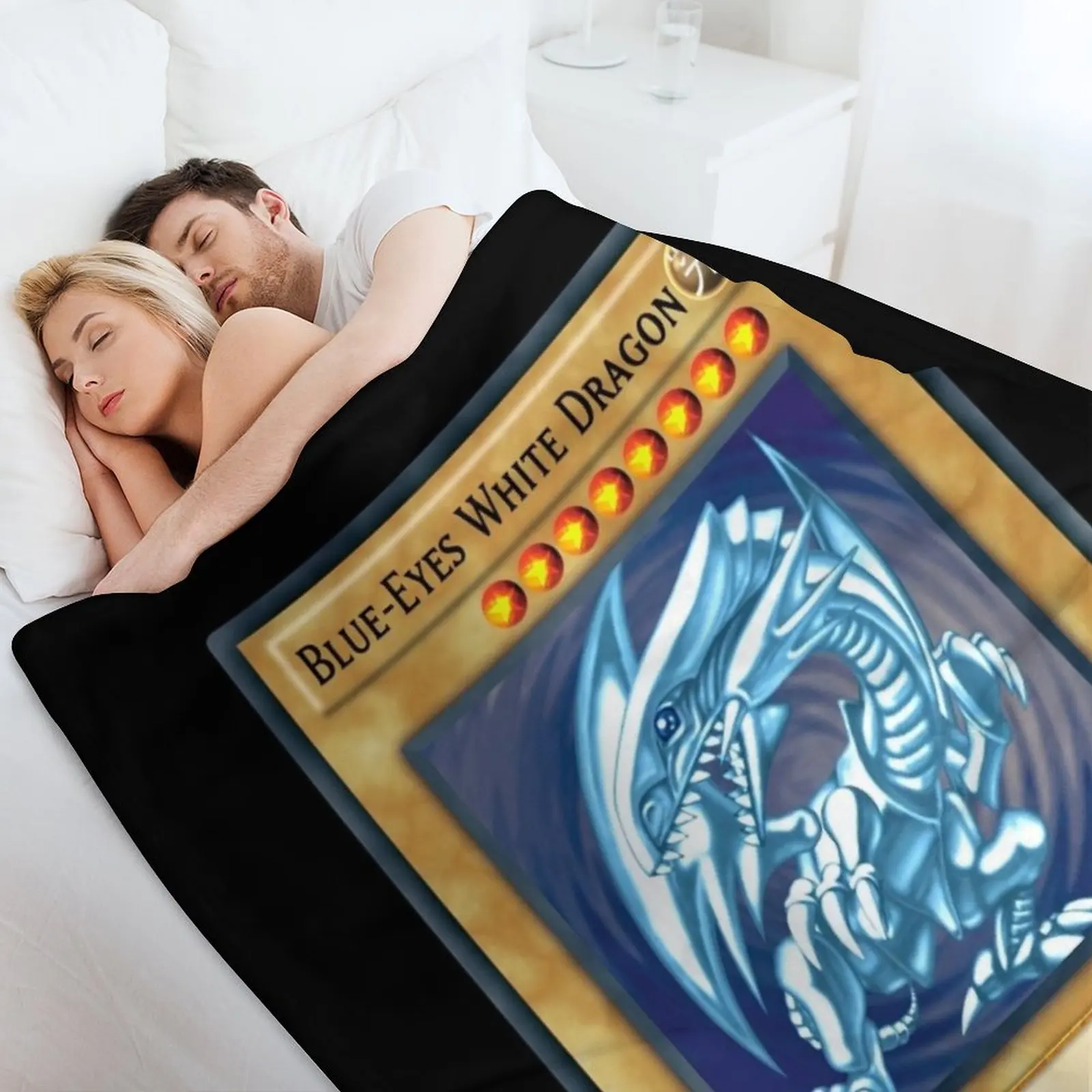 Одеяло с голубыми глазами белым драконом Yu Gí Oh декоративные кровати одеяла на