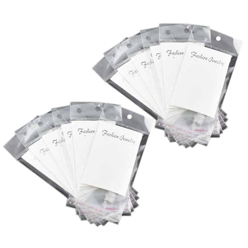 

200 White Earring Display Cards With Self Adhesive Bags