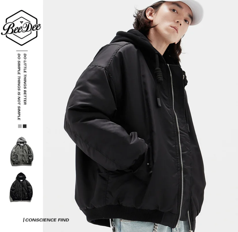 Cotton-padded jacket men's tide brand thickened cotton-padded jacket men's winter hooded jacket padded jacket
