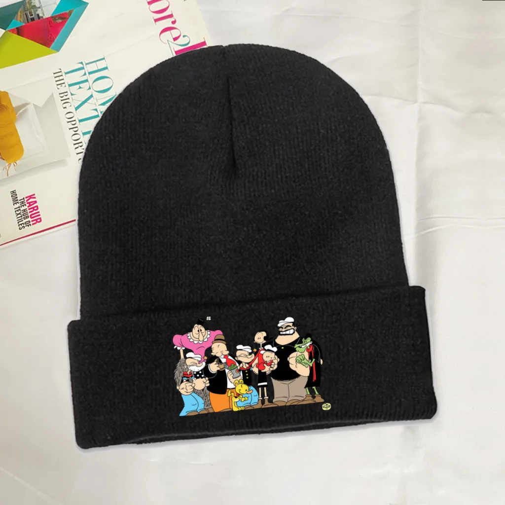 

Popeye the Sailor Olive Cartoon Skullies Beanies Caps Family Knitted Winter Warm Bonnet Hats Unisex Ski Cap