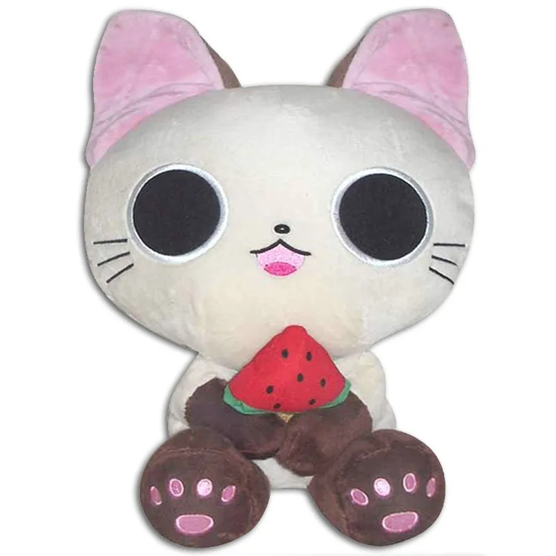 The Gothic World of Nyanpire The Animation Chachamaru Cat With Watermelon Big Plush Toy 40cm Stuffed Animals Pillow Kids Gifts