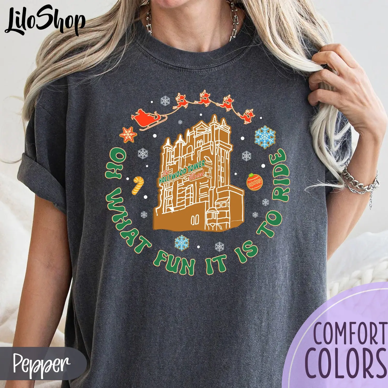 О что весело это кататься на футболку Башня ужаса Рождественское волшебное