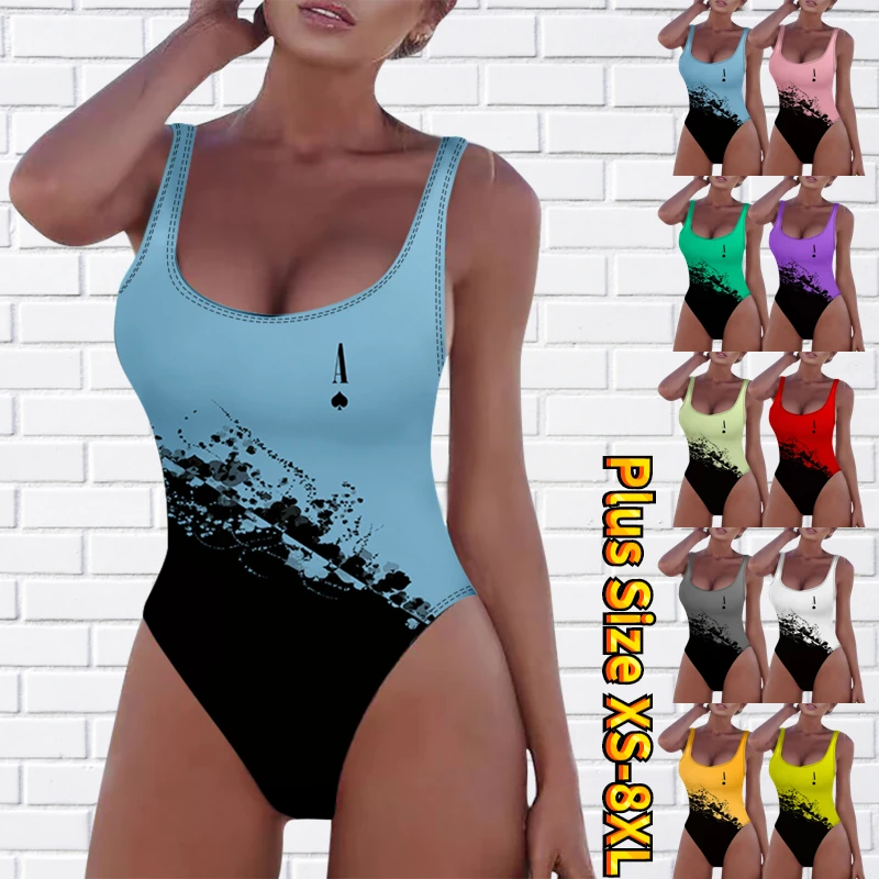 

High Waisted Bathing Suits Women's Swimwear One Piece Bathing Suits Sports Vacation 3D Print Monokini Normal Swimsuit XS-8XL