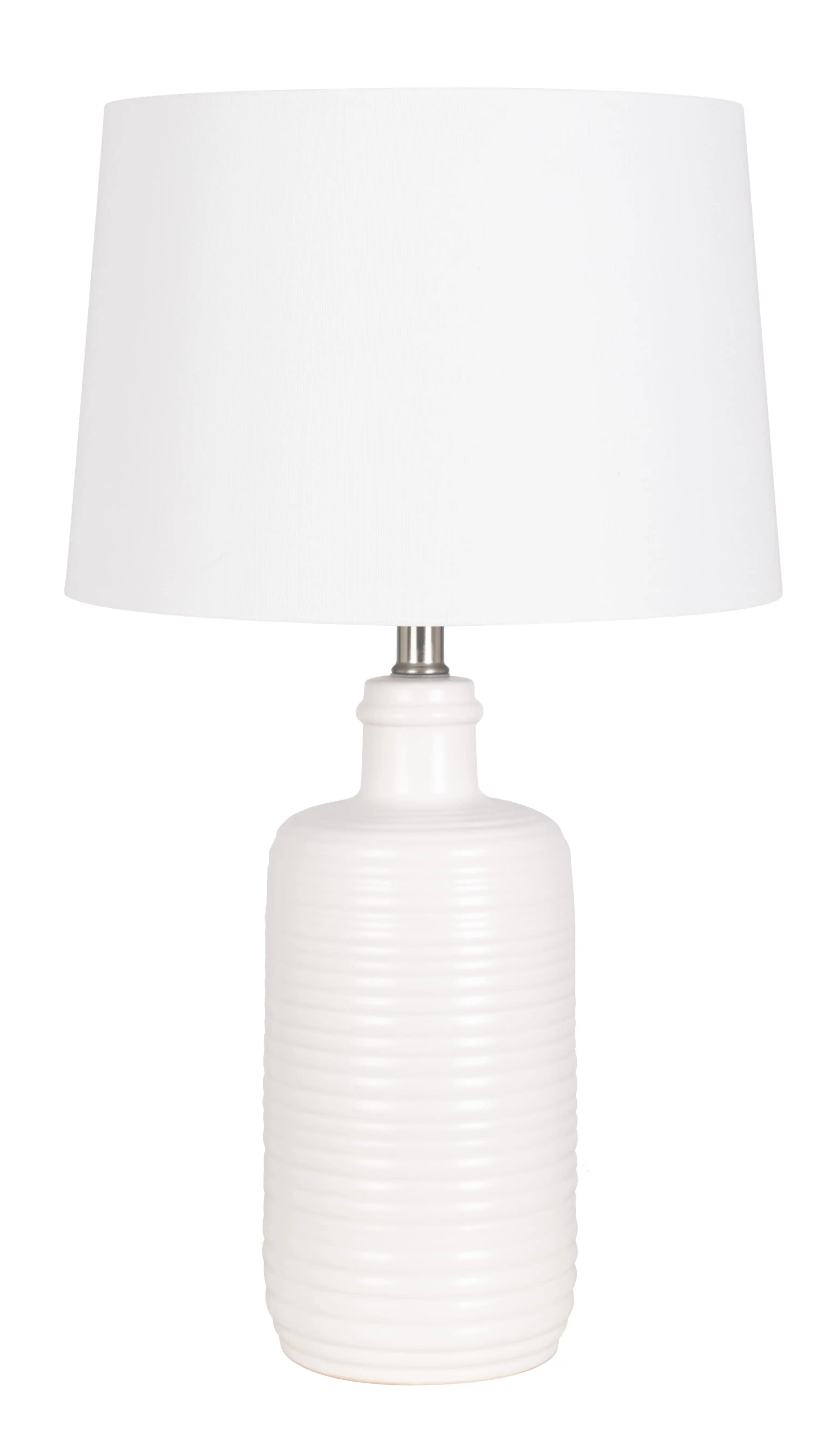 

White Ribbed Ceramic 25.5" Grab and Go Lamp with Shade