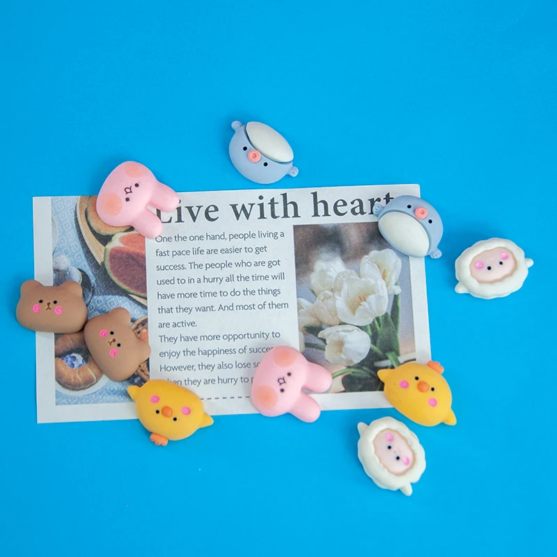 2 шт. мультяшная голова животного кролик овца кошка магнитные наклейки белая