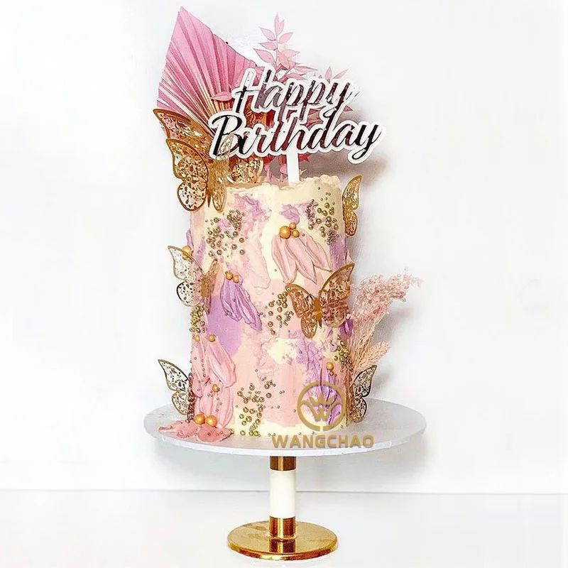 Palm Leaf Cake Topper Happy Birthday Decoration Palm Spear Cake Decoration Wedding Baking Dessert Table Party Favors