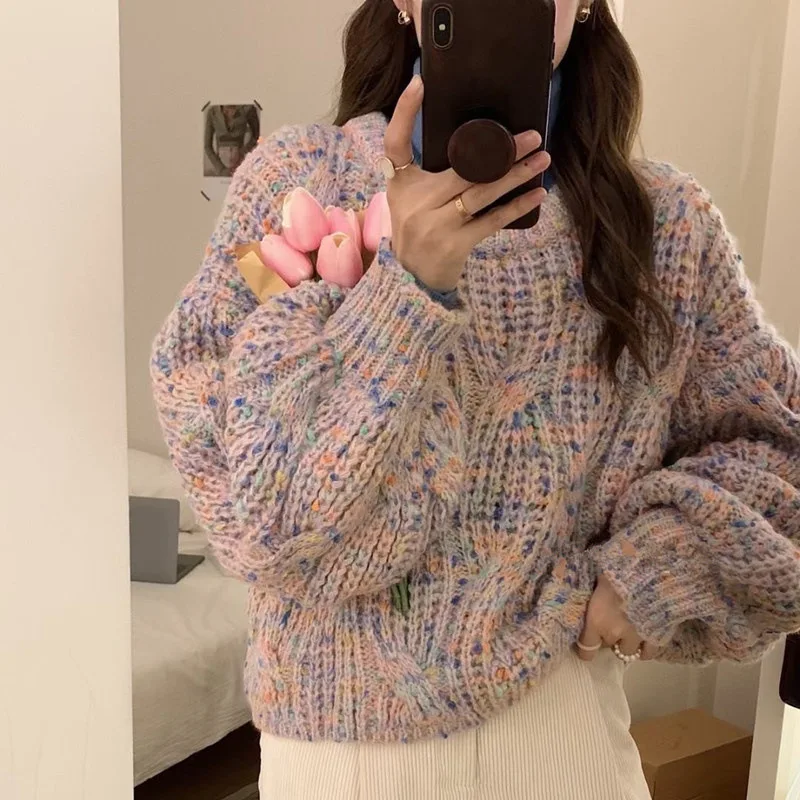 

Thick thread twist sweater women's new lazy wind design thick sweater top