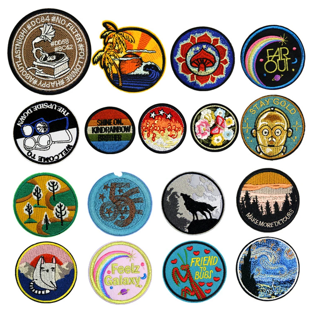 

1 PC DIY Embroidery Vangogh Paintings Patches For Kids Clothing Iron On Patch Embroidered Appliques Clothes Hats Patchs