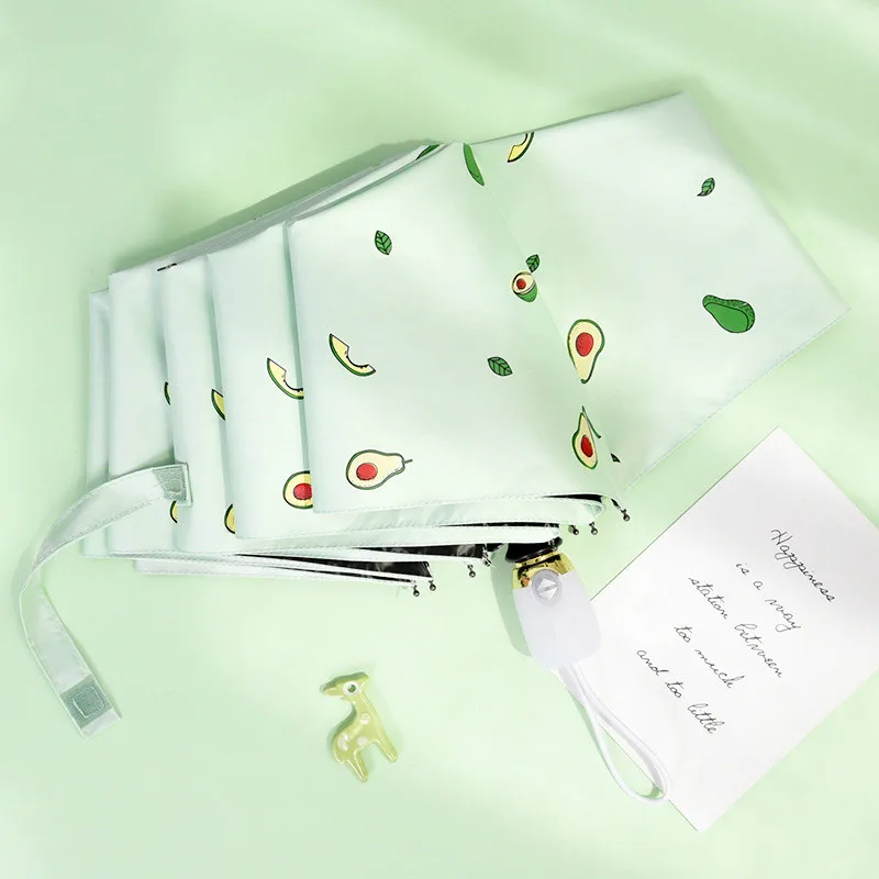 

Luxury Cartoon Fruit Avocado Umbrella Folding Automatic Umbrellas For Children Summer Women UV Lovely Rain Umbrella
