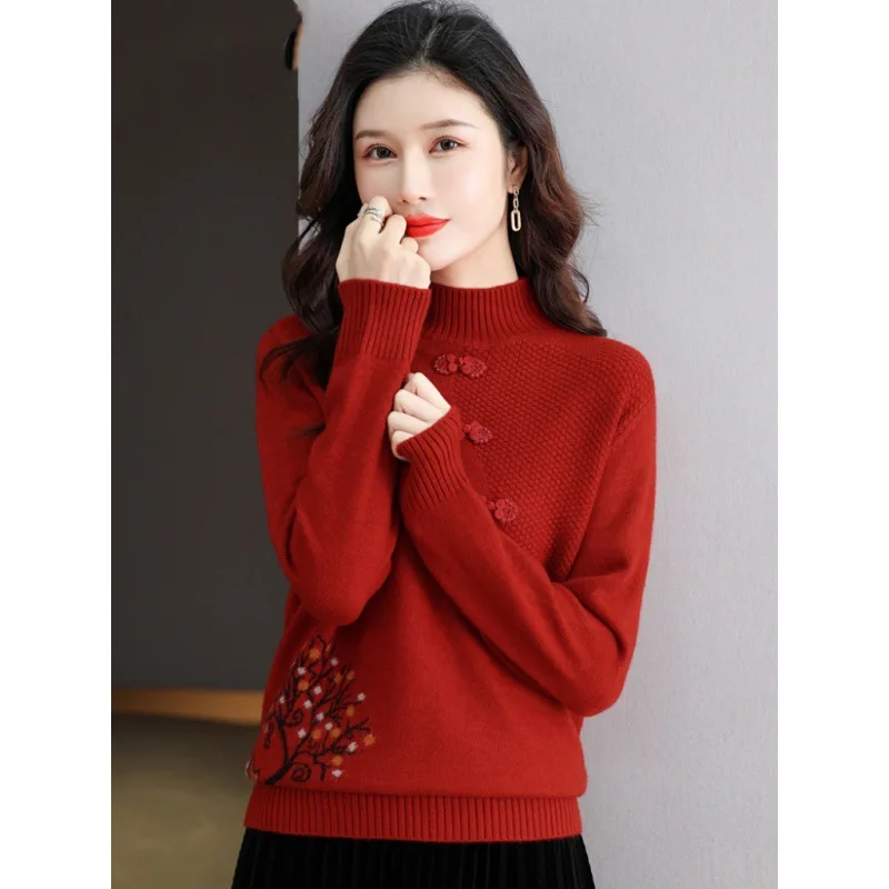 Винтажный шерстяной пуловер с половиной шеи осенью и зимой новый кашемировый