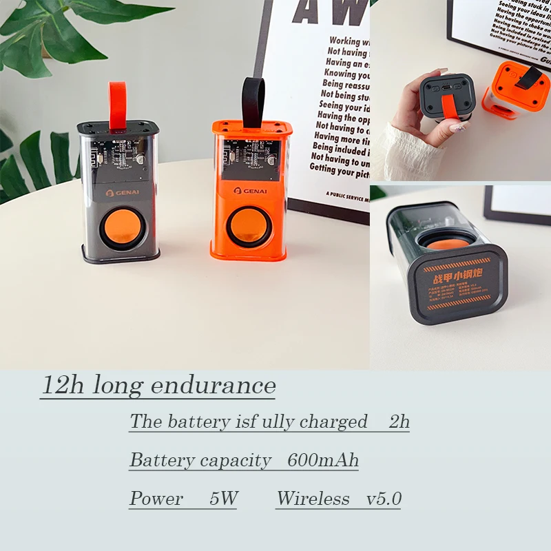 

2003 New Bluetooth Speaker TWS Bluetooth 5.3 Transparent Mecha Portable Speaker Stereo LED Lights Sound box Support wholesale