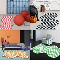 Twisted Black And White Checkerboard Carpet 3D Carpets Optical Illusion Pink/Green/Blue Rug For Living Room Bedroom Floor Mat