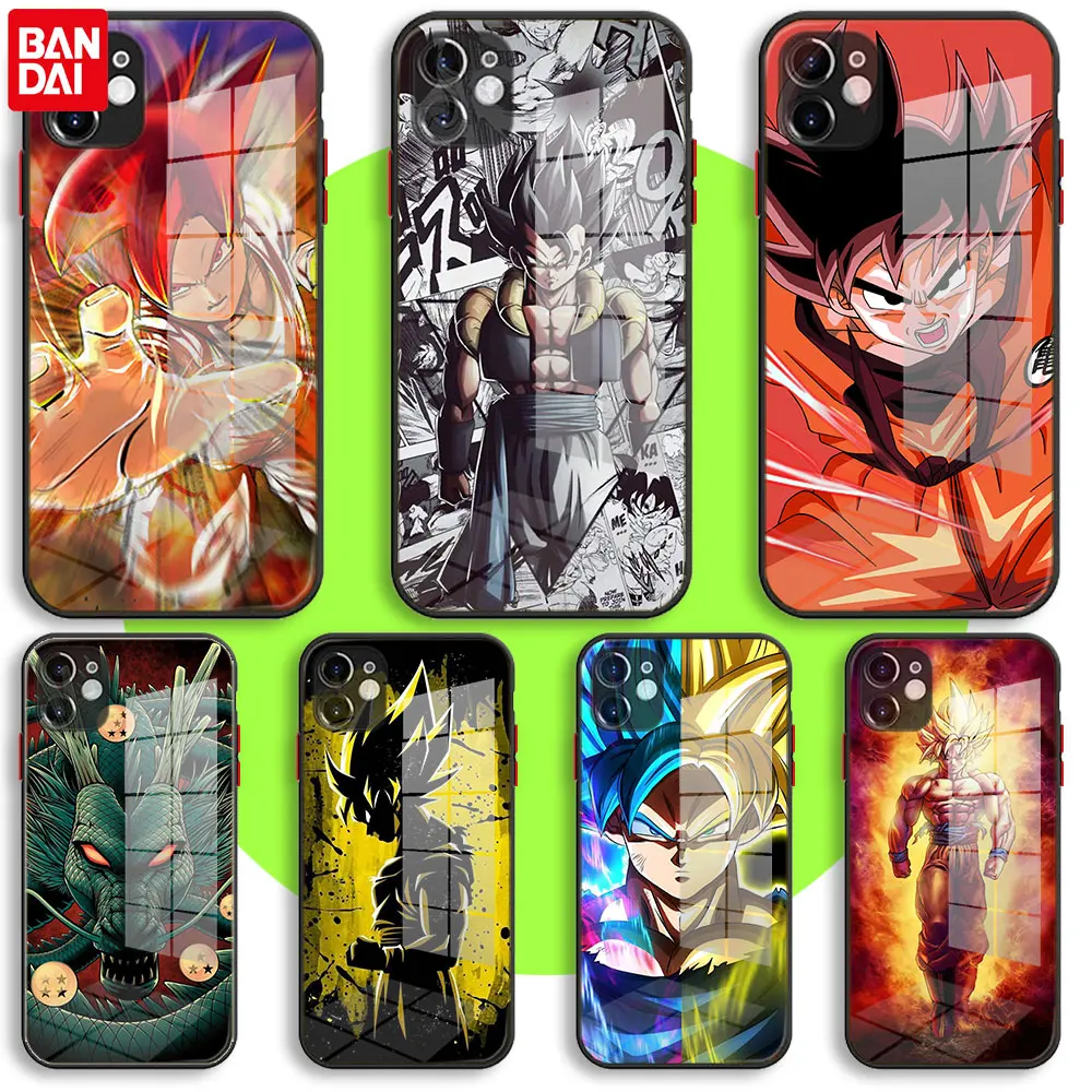 

BANDAI Black Soft Glass Case For iPhone 13 11 12 Mini Pro Max XS XR X 7 8 6 Plus SE2 Silicone Cover Dragon Ball Z Super DBZ Goku