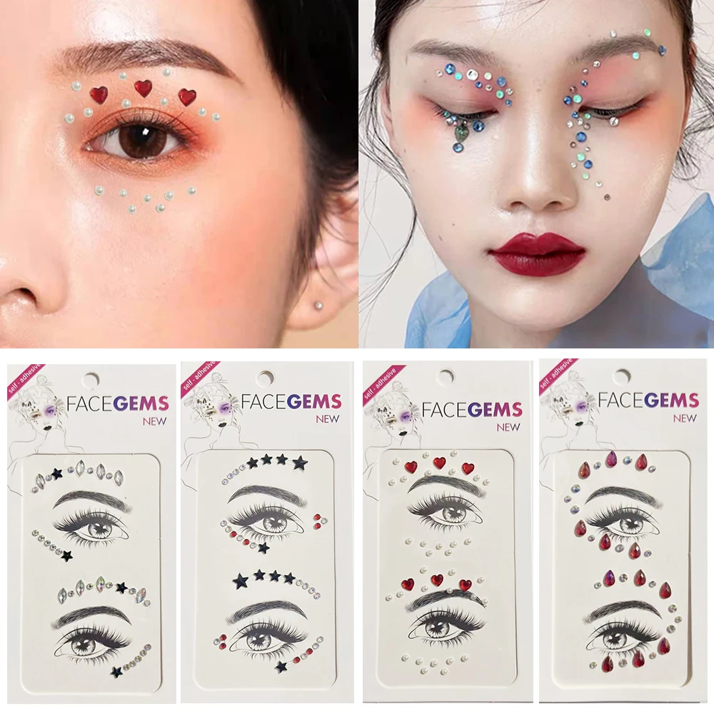 

Eyes Sticker Party Face Stickers Eye Makeup Diamond Eyebrow Center Diamond Beauty DIY 3D Crystal Tattoo Sticker Drill Stickers