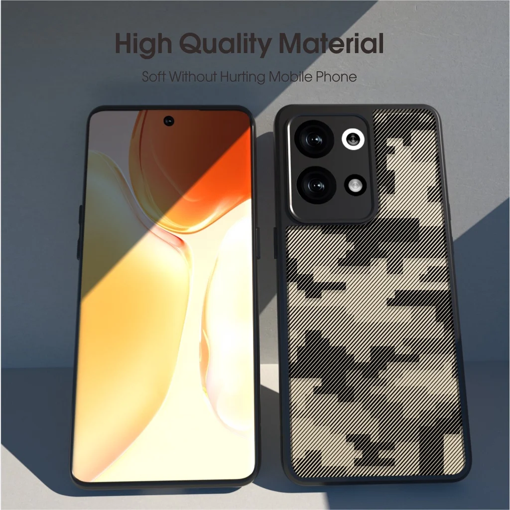 Фото BMRS для Oppo Reno9/9 Pro Чехол, камуфляжный прозрачный жесткий противоударный расширенный защитный чехол-черный (поставляется с ремешком на запястье) №3