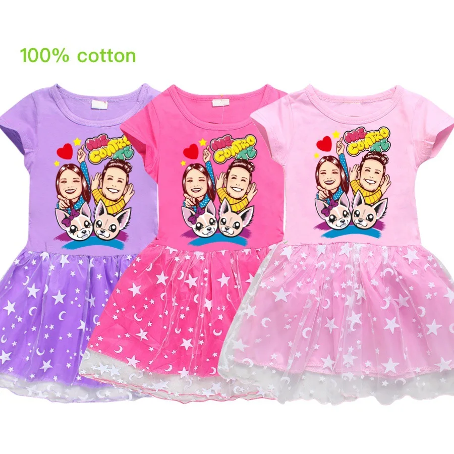 

2022 Me Contro Te Cartoon Christmas Dress Stars Moon Girls Princess Costume As a Casual Toddler Kids Dresses Birthday Clothing