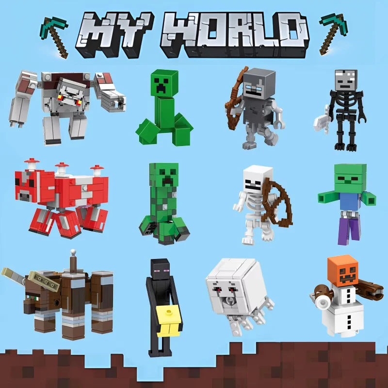 MineCraftion Steve Alex Zombie Villager Фигурка Модель игрушки Игра My World lron Golem Мультяшная фигурка