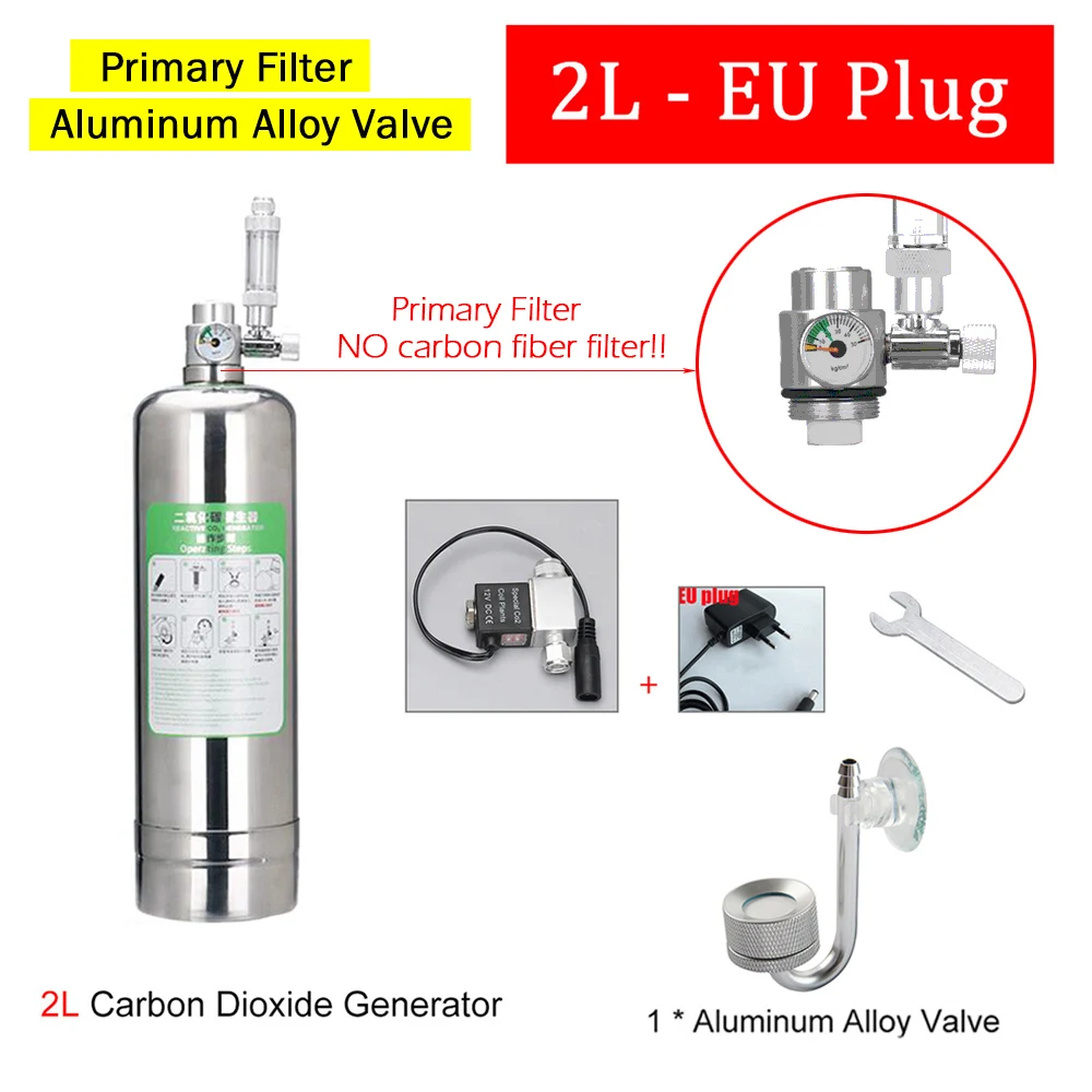 

1L/2L Aquarium Fish Tank CO2 Generator DIY High Pressure Stainless Steel Gas Cylinder + Aluminum Valve CO2 Reactor Kit
