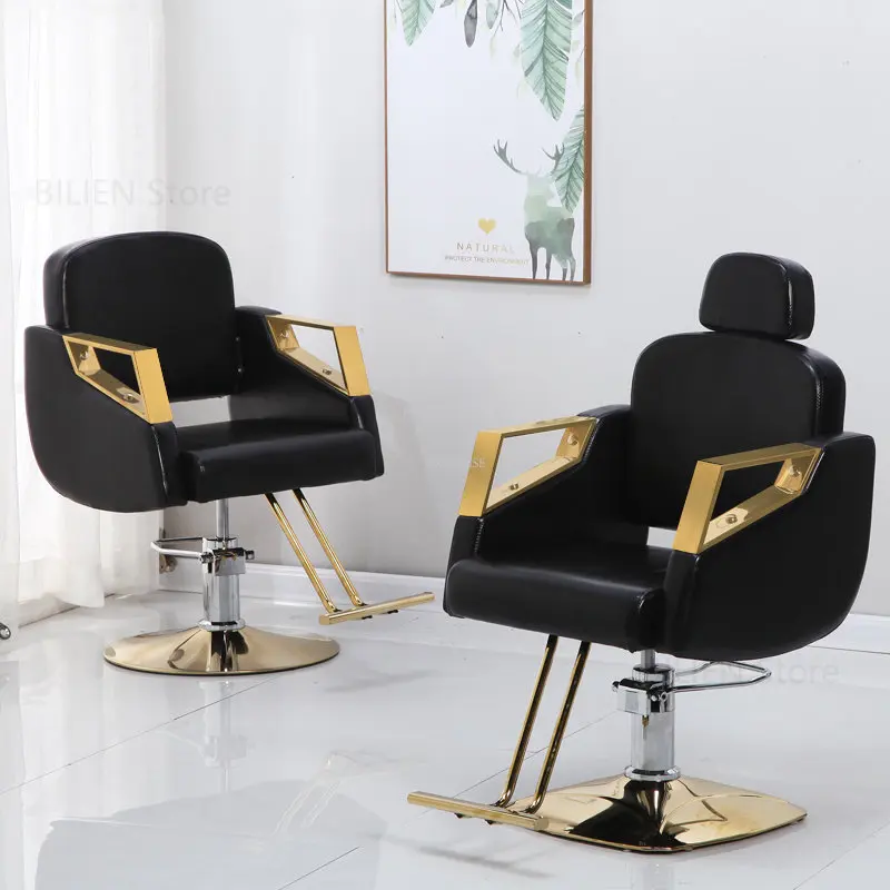 

Stainless Steel Barber Chairs Light Luxury Salon Furniture Beauty Salon Chair Hairdressing Chair Modern Home Lift Swivel Chair