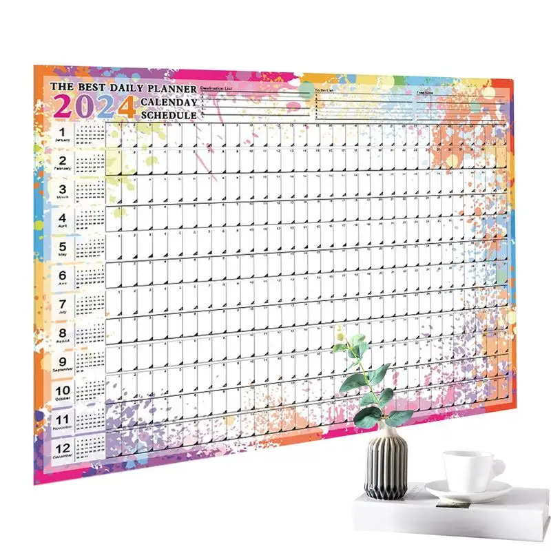 

2024 Yearly Wall Calendar Reversible Large Goal Planner Poster Year Round Calendar For Students Teachers Coworkers Colleagues