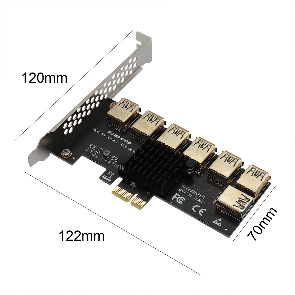Фото Плата расширения PCI Express Райзер PCIE 1-7 PCI-E USB 3 0 концентратор 1X X16 адаптер для BTC ETH Плата расширения PCI Express Райзер PCIE 1-7 PCI-E USB 3 0 концентратор 1X X16 адаптер для BTC ETH