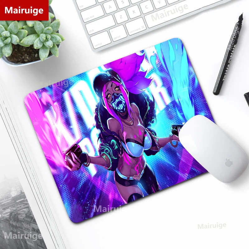 Маленький резиновый коврик для мыши горячая Распродажа KDA Ahri 220x180 мм, коврик для мыши с сексуальной девушкой, игровой коврик Kaeyboard, аксессуары для игр, Настольный коврик для LOL
