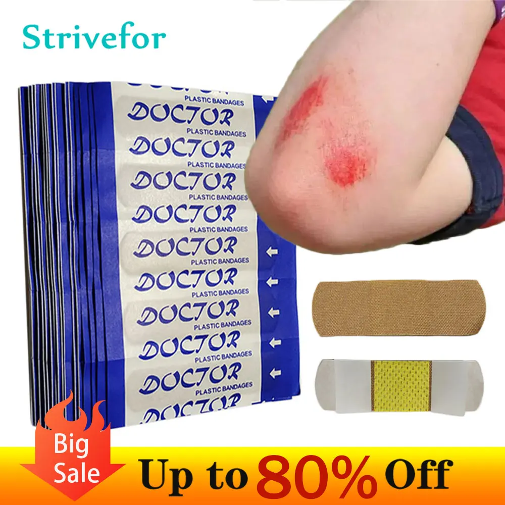 

50/100/200pcs Non-woven Fabric Band Aid For Kids Sterile Wound Paste Plaster Waterproof Wound Dressing Patches First Aid Bandage
