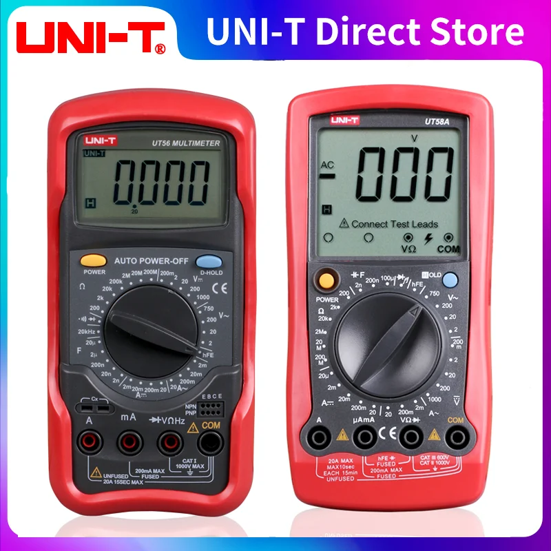 

UNI-T Digital Multimeter UT58A UT58B UT58C UT58D UT58E Current Voltage Resistance Capacitance Frequency Temperature Tester