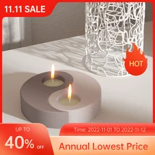 Yin Yang Cement Candle Holder Mold Tealight Concrete Candlestick Silicone Mould Home Decoration