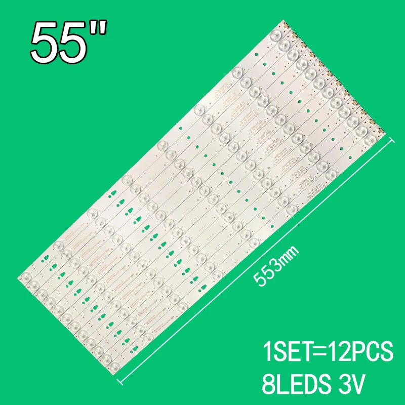 12 шт., 8 светодиодов для 55 дюймов, TV LSC550HN01-K01 JVC LT55A73 LED55D8-ZC14-05(A) LE55F3000W LE55G3000 LE55A190 LH55U3200 LD55U3300 LE55M35S