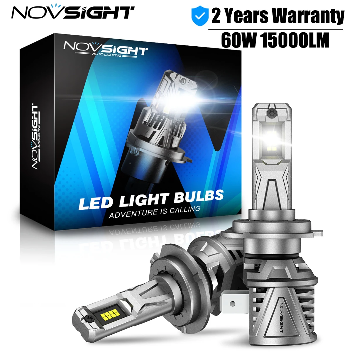 Лампы для автомобильных фар NOVSIGHT H7, лампы для автомобильных фар H4 H11 H8 H9 9005 HB3 9006 HB4 9012, 60 Вт 6500 лм K