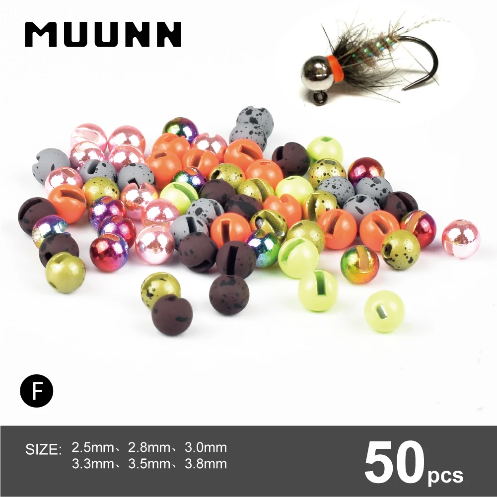 MUUNN 50pcs 2.8mm-3.8mm perline scanalate in tungsteno materiale per la costruzione di mosche Multi-colore per la costruzione di mosche Jig Hook Ball Beads