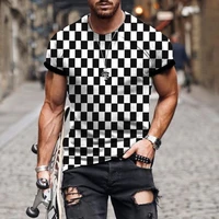3d personality plaid men t shirt fashion casual cool style print t shirts trend hip hop simplicity t shirts with short sleeves