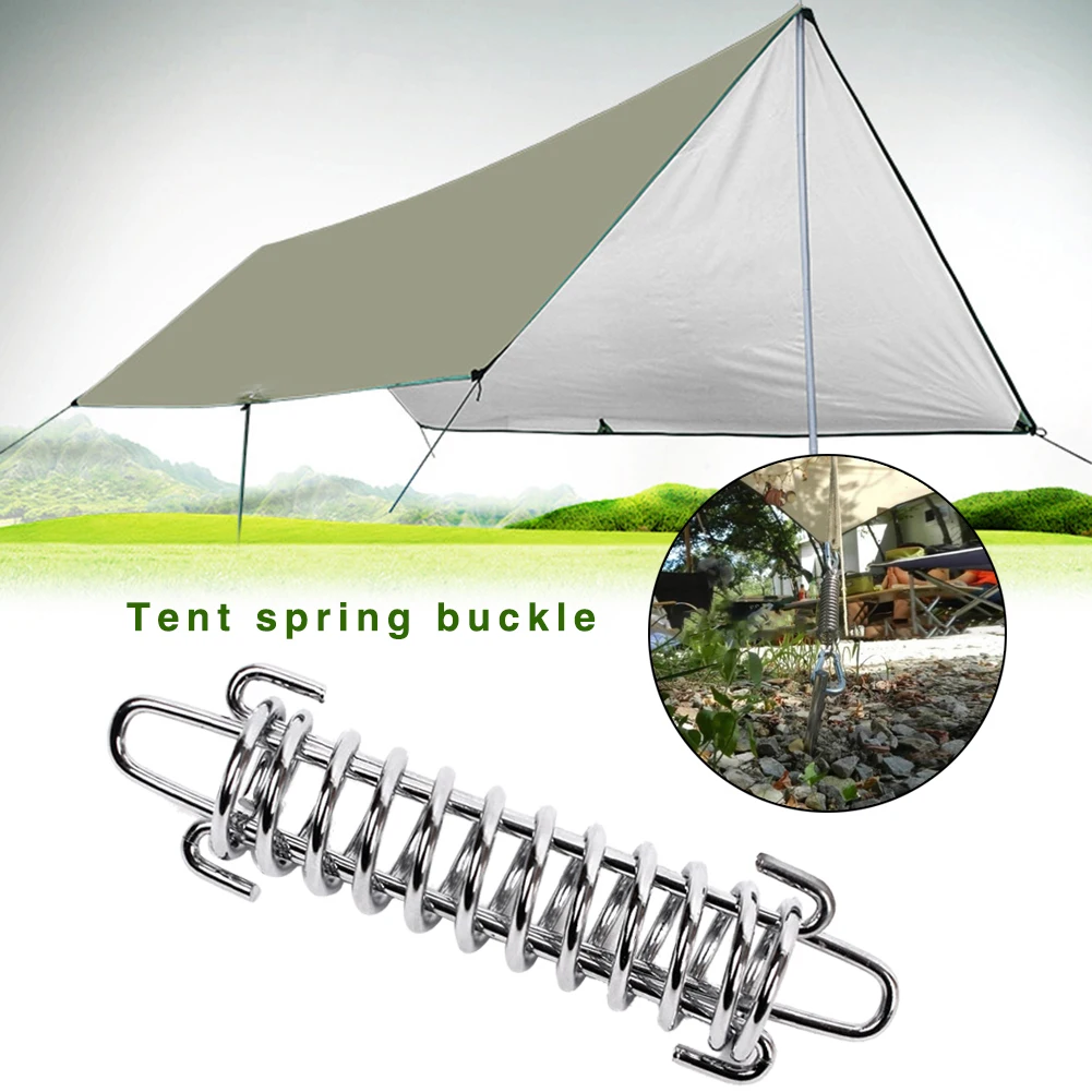 

Camping Tent Spring Buckle High Elasticity Strength Stainless Steel Rope Tensioner Awning Fixed Hook Buckle Outdoor Accessories