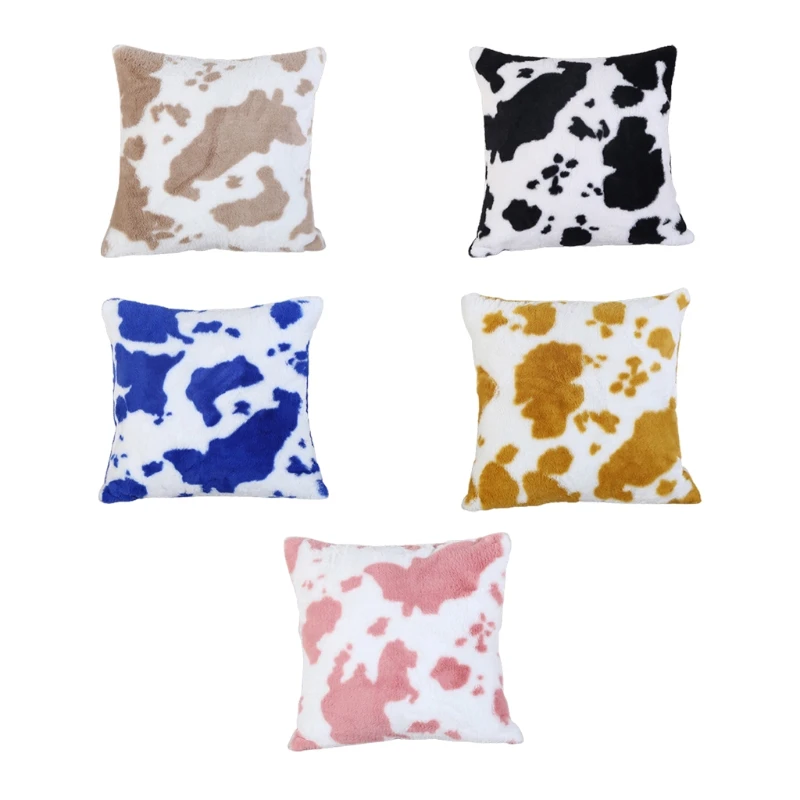 

Cow Print Faux Fur Throw Pillow for CASE Farmhouse Fuzzy Plush Warm Cushion Cove Dropship
