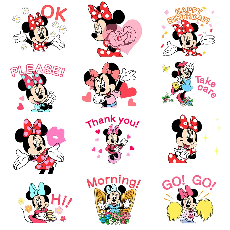 

DIY Cartoon Mickey Mouse Minnie Heat Transfer Vinyl Thermo-stickers On Clothes Patches Iron-On Transfers For Clothing T-shirt