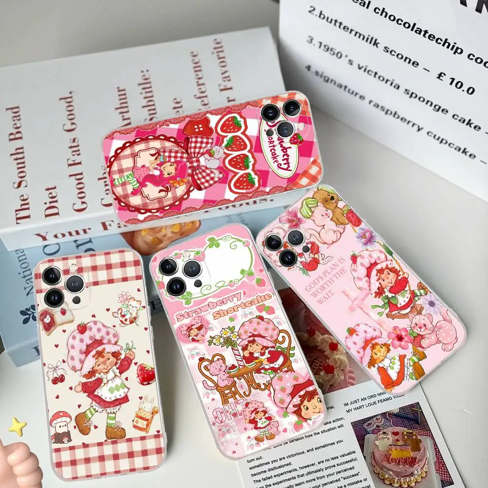 Фото Чехол для телефона S-Strawberry-shortcake Girl для iPhone 17 16 15 14 13 12 11 Pro Max Plus, высококачественный силиконовый. №3
