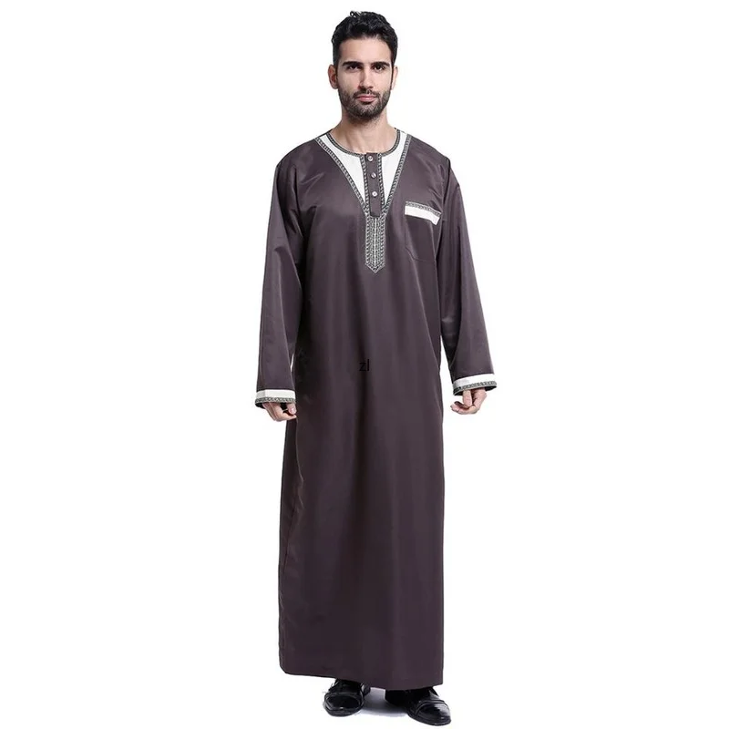 Muslim Abaya for Men Jubba Thobe Middle East Long Robes Kaftan Arab Dubai Adult Long sleeve Islamic Clothing