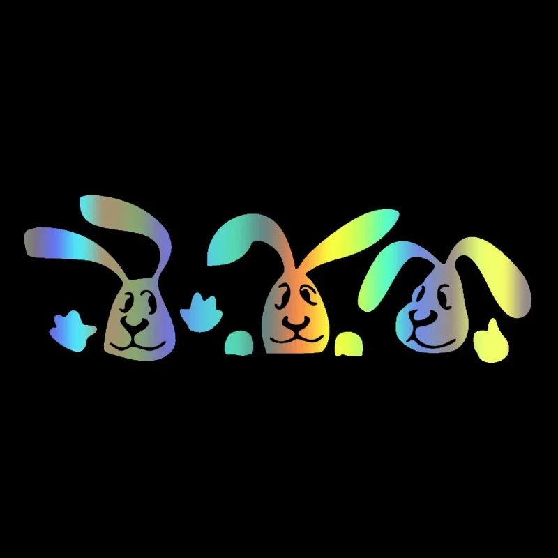 Лидер продаж креативные Веселые ПВХ наклейки с тремя забавными кроликами на