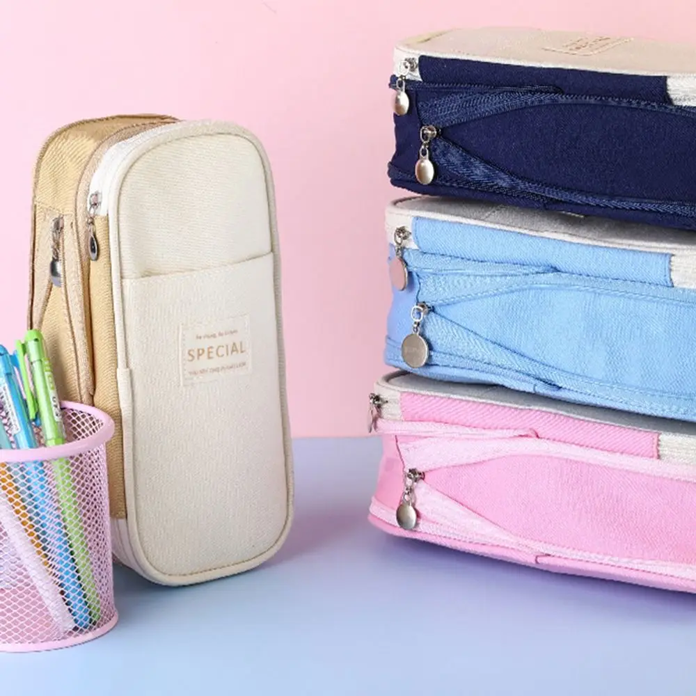 Многослойная сумка для хранения ручек большая емкость кавайный пенал на молнии