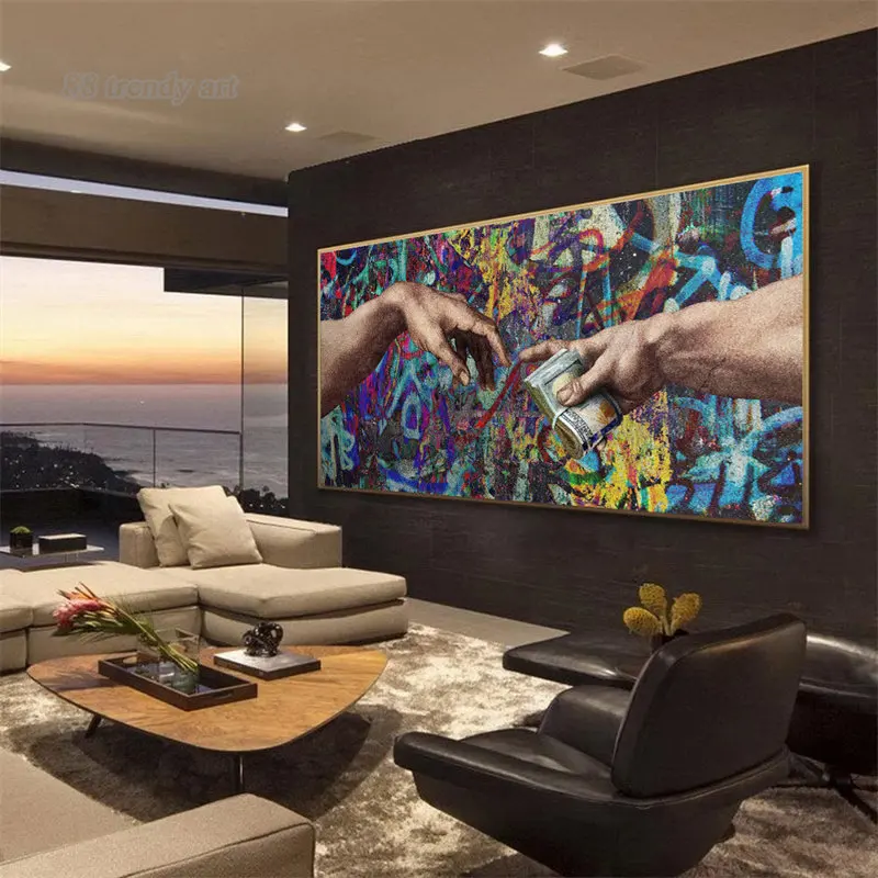 Микеланджело всемирно известная живопись граффити искусство носить деньги рука