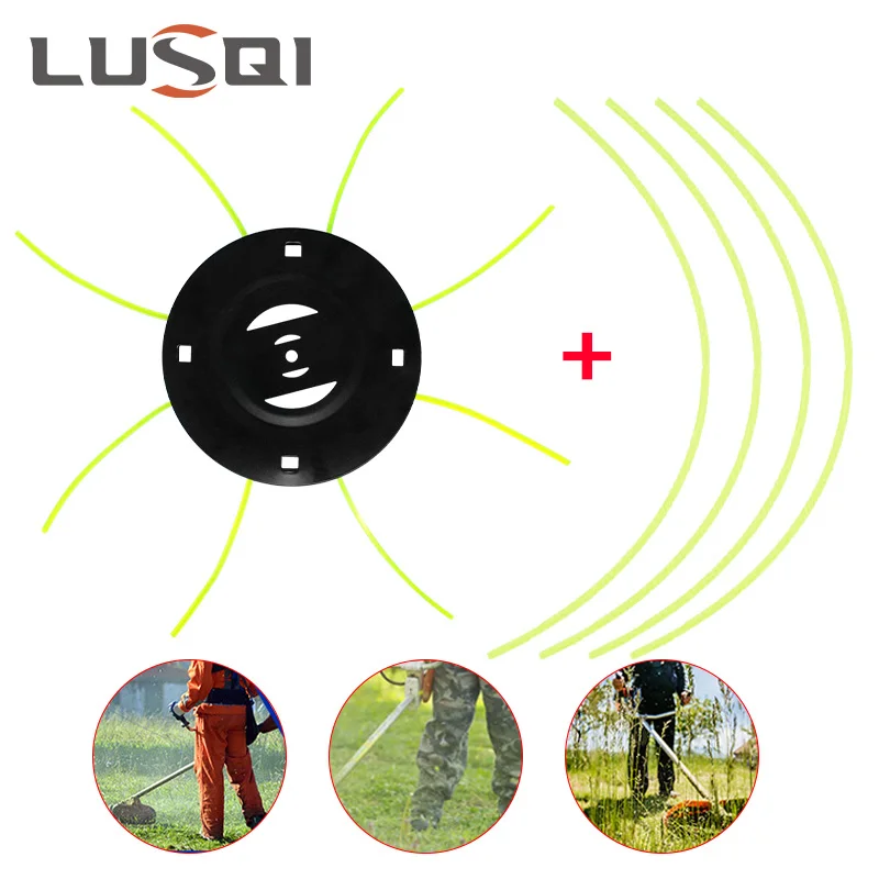 LUSQI Steel Lawn Mower Head Free 4 Lines Replacement Gasoline/Lithium Grass Trimmer Head Removal Of Garden Weed Brushcutter Part