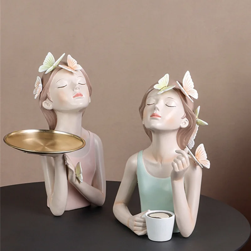 

Поднос для кофейной бабочки из питьевой смолы, фигурки для хранения, для интерьера, статуэтка, настольное украшение, художественные украшен...