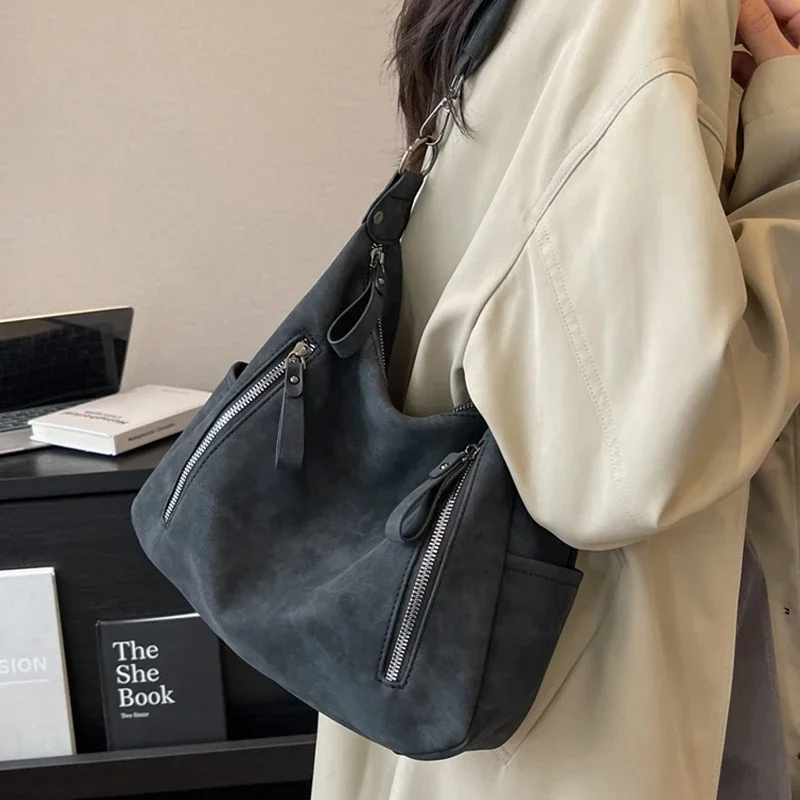 Дизайнерская однотонная женская сумка из искусственной замши роскошные женские