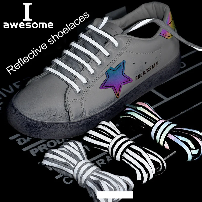 

1 pair 100cm/120cm/140cm Cool Highlight Fluorescent Sneaker Shoestrings Sport Shoelaces Reflective Round Rope Light Shoes Lace