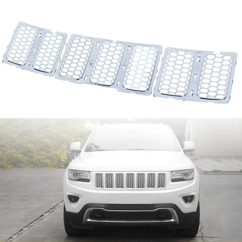 Вставки для радиаторной решетки ABS Mesh Honeycomb Chrome Clip-on решетка гриля 2014 2015 2016 Jeep Grand